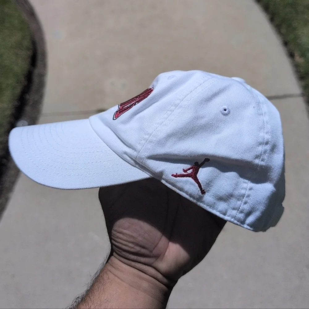 White Jordan Cap with Red Paris Embroidery NWOT